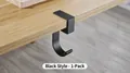 Portable black metal desk hook for bags with a no-drill J-shaped clamping design - 5-Shape Style / Black