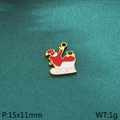 Weihnachtsmann-Schlitten Anhänger für DIY Armbänder und Ketten, Emaille, 15x11mm - Weihnachtsmann auf Schlitten-Stil (KLJ10394-ZLA)