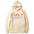Felpa con cappuccio beige di Natale con fantasmi carini, cappelli di Babbo Natale e luci - Cachi