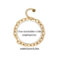 Minimalist gold-plated stainless steel chain bracelet with textured oval links, 17+3cm length - Textured Twisted Rope Link Chain