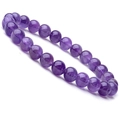 Minimalist 8mm natural purple amethyst bead stretch bracelet for men and women - Purple Crystal