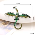 Detail of vintage dragon brooch with dimensions 6.7cm by 6.1cm and enamel finish - Green (Wyvern)