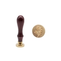 Sealing wax stamp with wooden handle and golden brass head featuring leaf pattern - Painted Handle + Brass Head Tree Leaf
