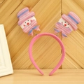 Pink Christmas snowman headband with glitter bow on flexible spring for holiday party hair - Striped Snowman