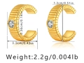 Detailed view of 18K gold plated brass ear cuffs with zircon inlay and dimensions - Single Zircon KE0923