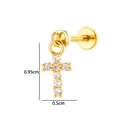 Dainty gold-plated cross labret stud decorated with sparkling micro-pave cubic zirconia - Cross (2635-9) / Gold