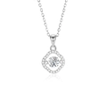 Sparkling S925 sterling silver heartbeat necklace with floral moissanite pendant - 925 Silver / White Moissanite White Gold