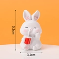 Resin bunny cake topper holding red cup for first birthday party, size 5.3x3.1cm - Mini Resin Milk Tea Rabbit Ornament Type B / 5.3cm x 3.1cm