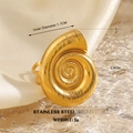 Golden snail spiral shell ring in stainless steel with brushed metal finish - Spiral Conch Shape Style (873-5)