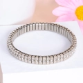 Silver elastic stainless steel bracelet featuring round white crystal insets and sleek design - k2105-Silver Single Row Diamond 7mm