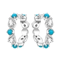 Boucles d'oreilles 925 argent avec pierres turquoises et zirconiums en motif de vagues - Créole avec Incrustation Décalée Verte 4346-SR