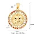 Golden sun face pendant with colorful zircon stones inlay and 21mm width size details - L616042-Gold