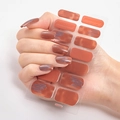 3D laser gold nail polish stickers in reddish brown and caramel blue marble textures - Red Brown Caramel Blue Grey Abstract Texture Style (DQ3-022)