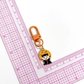 Halloween vampire keychain with orange spring hook and black enamel cartoon pendant - Devil (Orange Clasp)