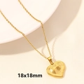 Golden heart pendant necklace with letter A engraving and textured finish 18x18mm - Gold-Dotted Texture