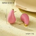 Pink teardrop enamel earrings with golden accents, 2.7cm length, weight 7.8g - Teardrop / Pink