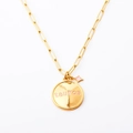 Collana Toro dorata con pendente ovale e scritta rosa su catena a maglie rettangolari - Toro