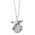 Vintage zilveren medaillon ketting met open vleugels voor essentiële oliën en parfum - Antiek Zilver