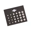 Detail of 12 pairs of sparkling silver rhinestone stud earrings in graduated sizes - 12 Pairs Silver Rhinestone Style