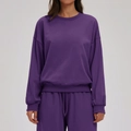 Relaxed fit crewneck sweatshirt and joggers set in deep purple fleece for outdoor running - S / Dark Purple