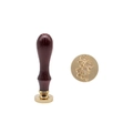 Daisy floral brass wax seal stamp with ergonomic dark wood handle for DIY crafts - Painted Handle + Brass Head Circle Flower