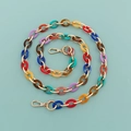 Colorful acrylic chain strap with gold metal connectors and lobster clasps for handbags - B302-K Colorful Gemstone