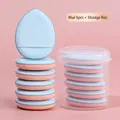 Blue mini finger puff set with 6 pieces and a clear storage case for makeup - 6 Pack + Storage Box / Blue