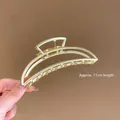 Elegant 11cm large matte gold metal hair claw clip, perfect for thick hair styling. - Large Golden Crescent Claw Clip