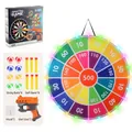 Kids sticky ball dart board set with orange toy gun and six colorful balls for indoor play - LED Light Target Style D (YNQ226)