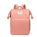 Multi-functional pink diaper backpack with top handles and front zipper pocket - Pink Upgrade USB+Sunshade