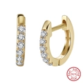 Elegant S925 sterling silver hoop earrings in gold finish with sparkling zircon stones - 925 Silver / 14K Gold