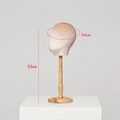 Mannequin head for hats and wigs with 54cm circumference and 53cm height wooden stand - Champagne Velvet + Tall Base