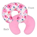 Elastic U-shaped nursing pillow cover with pink floral patterns and solid pink reverse side - Smudge Rose Flower