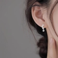 Silver-plated layered flower stud earrings for women with screw back design - Multi-layer Overlaid Flower Style (A207)