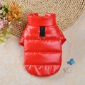 Gilet invernale rosso impermeabile per animali in tessuto trapuntato lucido con anello D - M / Rosso