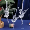 Set of 3 transparent acrylic ballet dancer Christmas ornaments with ribbons, 15cm height - Ballerina Style B (HQZX18)