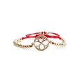 Minimalist gold infinity red rope bracelet with sparkling cubic zirconia charms - Copper Beads Red Rope / Gold/Red Rope