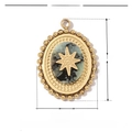 Détail d'un pendentif ovale en acier inoxydable doré de 20mm avec pierre naturelle et étoile - VG043-Pierre Naturelle Noire Étoile Ovale