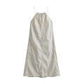 Elegant light grey halter neck maxi dress with a loose fit in premium nylon fabric - S / White