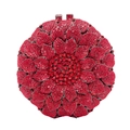 Sunflower shaped evening clutch bag with sparkling red rhinestones and metal clasp - Red