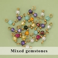 Mixed faceted gemstone charms with golden metal loops for DIY jewelry making and crafts - Mixed Gemstones Style (15S) / 50 Pieces / Multicolor