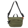 Borsa a tracolla in nylon verde oliva con tracolla regolabile ed etichetta arancione - Verde