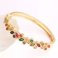 Macro detail of 18K gold plated bracelet featuring multi-colored marquise cut zircons - Colorful