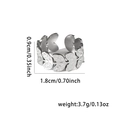 Detailed size chart showing dimensions and weight for the hollow leaf silver ring - Hollow Leaf Design Style (TYR0292)