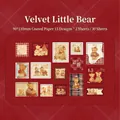30-piece vintage teddy bear stickers set in red and white checkered dream theme - Velvet Bear (Bear Gift)