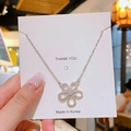 Elegant floral zircon pendant necklace in titanium steel with a sparkling crystal finish - Silver Zircon Large Flower