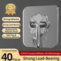 Transparent adhesive wall hooks 40-pack, heavy-duty 6x6cm waterproof utility hooks set - Value Pack Thickened Strong Adhesive Hooks (Transparent 40 Pack)