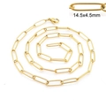 Golden stainless steel paperclip link chain necklace with 14.5x4.5mm links and lobster clasp - Round Wire Long Cross Chain / Bracelet 20CM / Gold