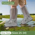 Translucent grey waterproof shoe covers with thickened anti-slip soles for outdoor use - One Size / Kids High-Top Shoe Covers / Premium Grey