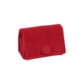 Red velvet jewelry pouch with snap button for ring and earring storage - Red